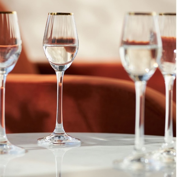 24K Gold Waterfall cordial wine glasses - Picture 5 of 6